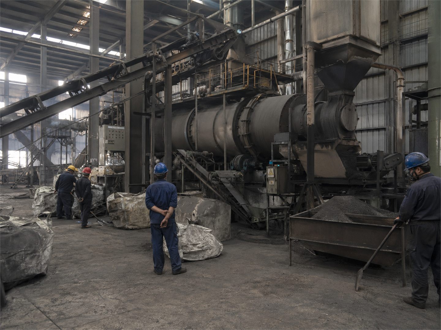 DXD Carbon activated carbon production workshop with operators and equipment